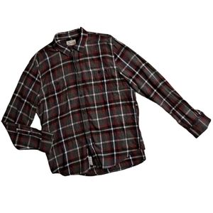 Lucky Brand Good Fortune speckled plaid long sleeve button down top/shirt